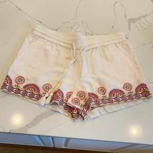 Loft Embroidered Ivory Shorts